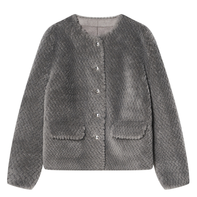 COVERINS100羊毛仿皮毛一体皮草外套女短款CC64510470