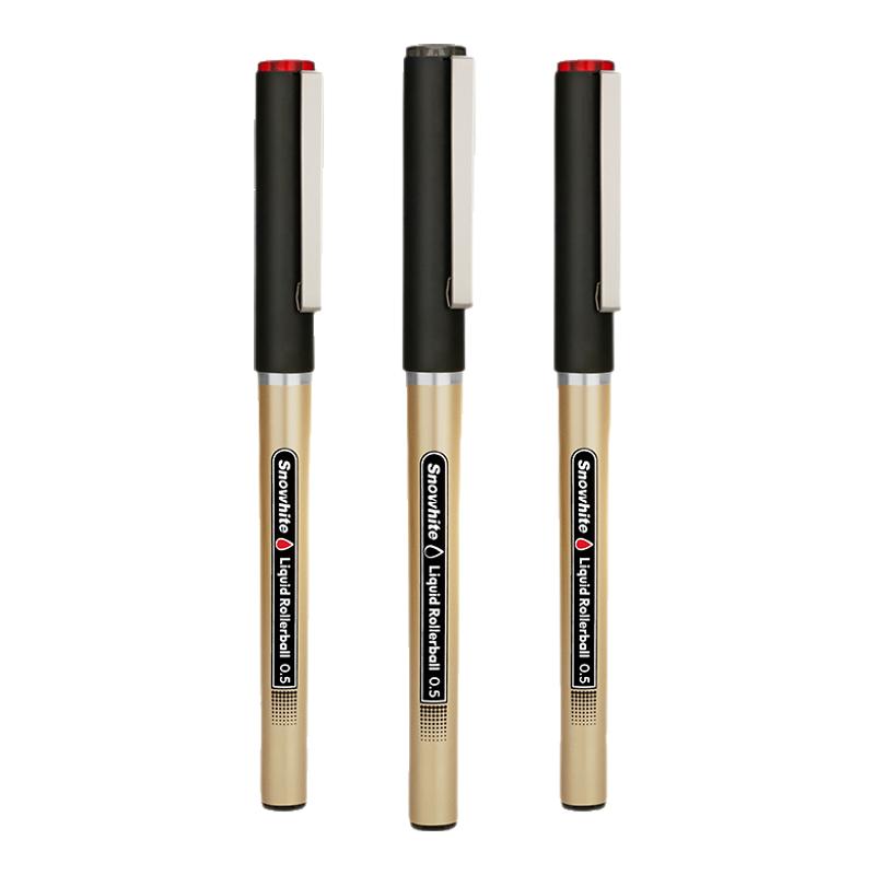 白雪直液式走珠笔中性笔学生考试专用笔PVR1531日常书写0.5黑色红色笔子弹头硬笔速干商务简约碳素笔签字笔