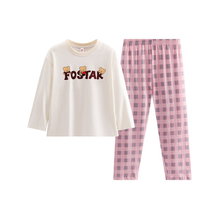芬腾女童睡衣春秋纯棉圆领长袖套装卡通可爱儿童中大童休闲家居服