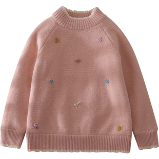 蔚未来女童毛衣冬季2025新款儿童加绒加厚针织衫洋气半高领打底衫