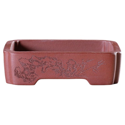 『竹雨谈诗/抽角直长方』暖暖精选手工紫砂微型盆绿植盆景微景观