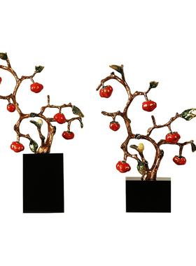 轻奢事事如意柿子装饰品客厅玄关