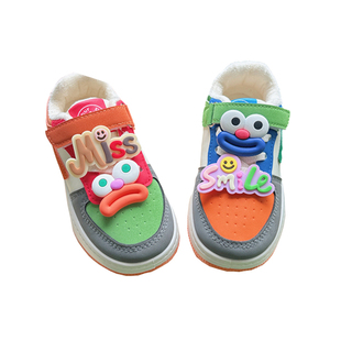 多巴胺男童双色加绒鸳鸯鞋原创儿童男款2025新款儿童女孩加棉板鞋