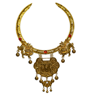 汉服婚嫁项圈璎珞仿黄金结婚项链中式婚礼大项链古装纯金色饰品