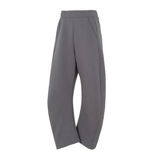 【自营】Adidas阿迪达斯针织长裤新款女裤弯刀裤灰色休闲裤JZ4055