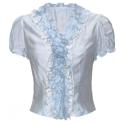 易碎商店灰蓝色法式衬衫上衣