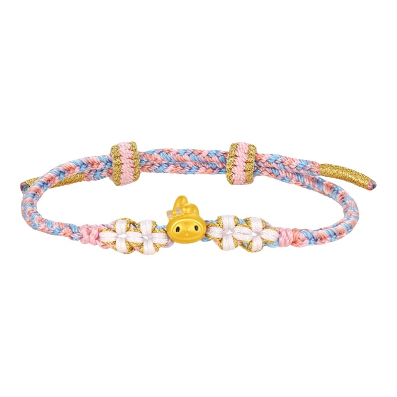 潮宏基三丽鸥美乐蒂黄金手链足金手绳手饰5D硬金鎏彩闺蜜礼物小版