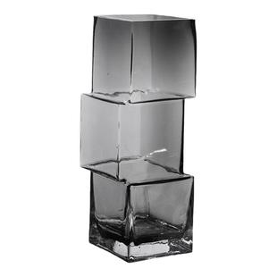 高级感ins风艺术花瓶摆件轻奢几何错位玻璃透明花瓶插花水培鲜花