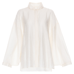 【斓曦同款】花木深白色衬衫新中式上衣新款改良汉服国风提花衬衣