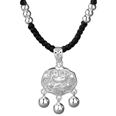 平安锁999纯银项链生日礼物女生