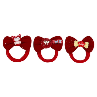 儿童新年蝴蝶结发绳小女孩扎小揪揪头绳高弹力不伤发皮筋拜年发饰