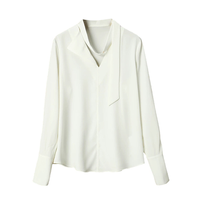 折叠V领修身时尚气质衬衫