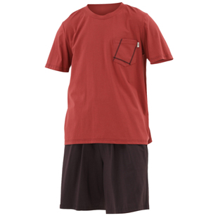 曼诺曼蒂克家居服套装男夏季新款纯色短袖外穿国民领睡衣套装舒适