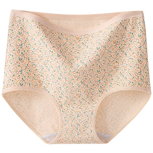 老年妈妈女士中高腰内裤加肥加大纯棉大妈三角碎花抗菌透气短裤头