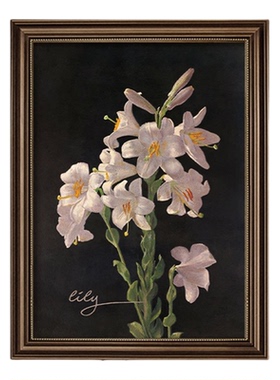 中古风百合挂画，温柔氛围感拉满