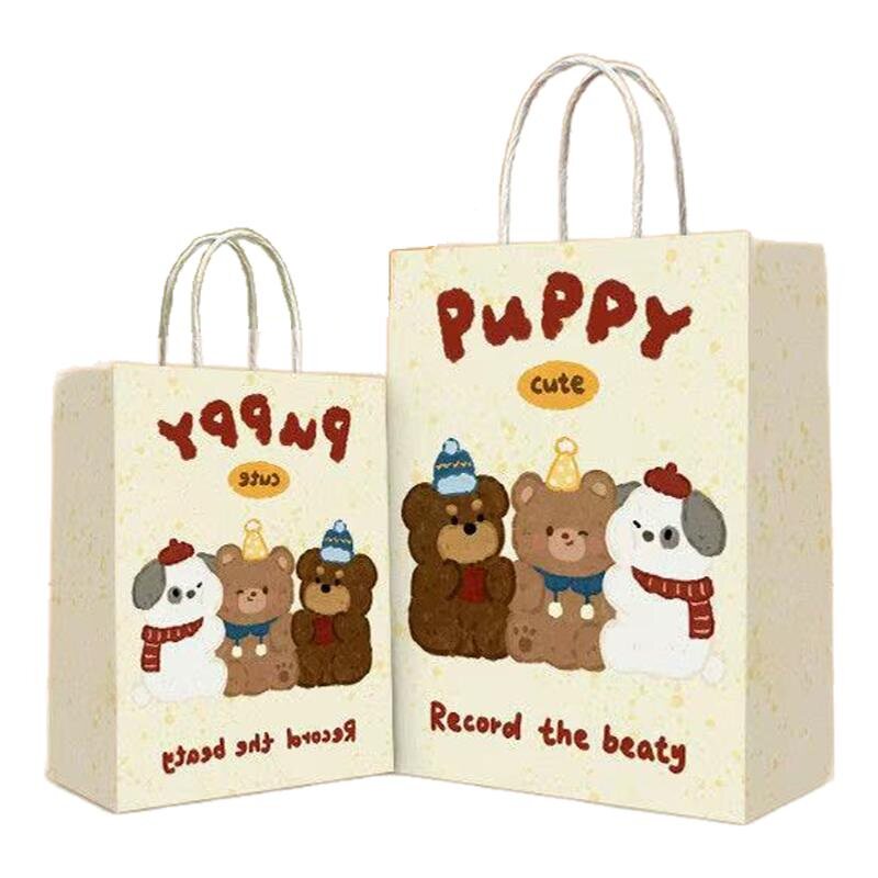 牛皮纸袋礼品袋批发打包袋烘焙点心手提袋子加厚商用可印logo定制