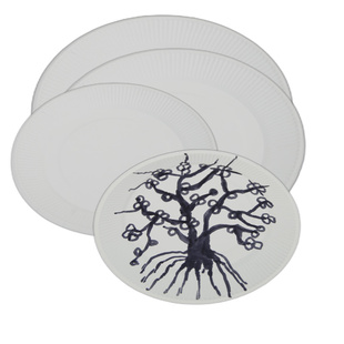 一次性空白色纸盘纸碗彩色方盘18CM圆纸碟子幼儿园美工区DIY材料