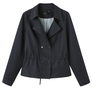 YBAI/亦白 26春季新款休闲百搭宽松收腰显瘦插肩袖短款风衣外套女