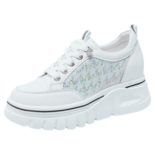 内增高小白鞋女款2026春夏新款轻便厚底松糕鞋真皮百搭小个子板鞋