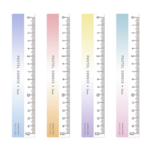 国誉KOKUYO淡彩曲奇晴空直尺带波浪线15cm高颜值中小学生一年级儿童测量画画考试亚克力尺子透明文具