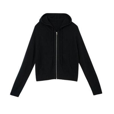 OTT宽松休闲绵羊毛连帽毛织开衫