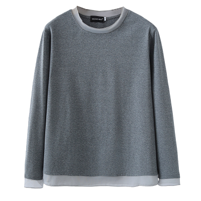 大码女装拼接款长袖t恤打底衫韩T