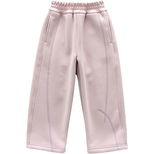 洋气童装2026秋冬款儿童女童密密绒弯刀裤 宝宝中大童加绒运动裤