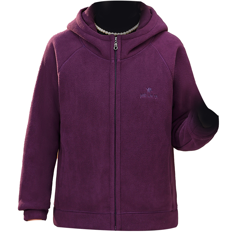 中老年人女秋冬摇粒绒外套奶奶衣服加绒加厚卫衣妈妈冬装保暖上衣