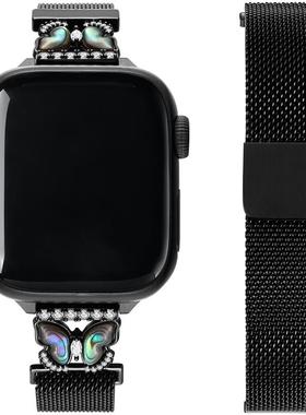 ZEGL适用applewatch苹果磁吸手表表带iwatch蝴蝶手表链轻奢腕带