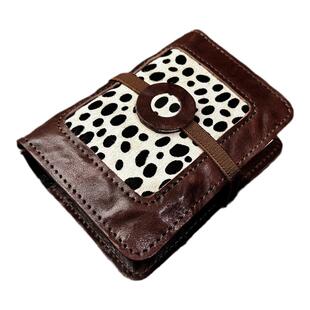 头层牛皮手抓纹m5A7个性活页贯通位活页本拼接马毛撞色手账记事本