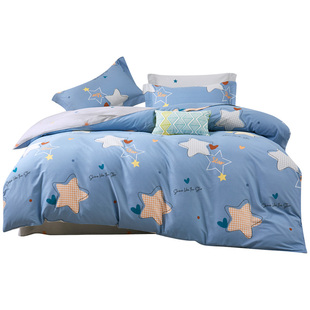 富丽真金家纺纯棉四件套卡通全棉被套儿童三件套四季床品套件星夜