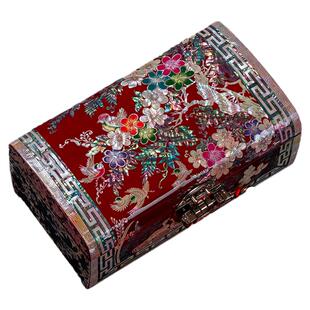 螺钿漆器首饰盒收纳盒高档嫁妆生日订婚新婚结婚礼物三金平遥复古