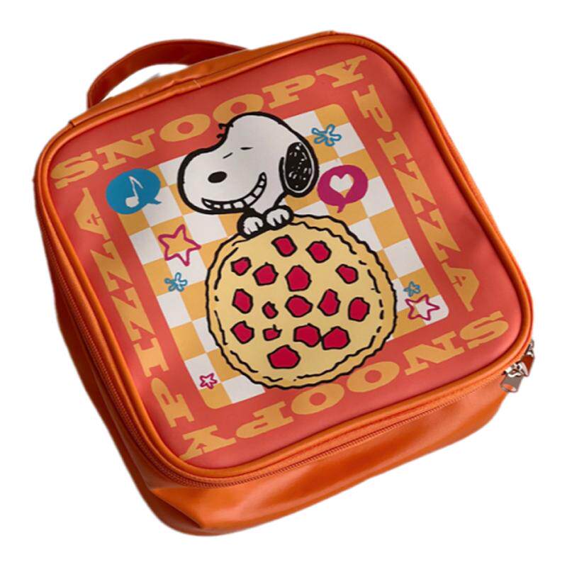橘子酱x 可爱史努比披萨pizza化妆包大容量收纳包 pu皮女生随身包