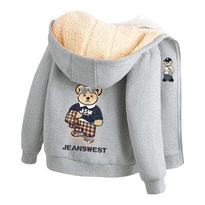 真维斯童装男童外套秋冬款儿童冬季加绒加厚羊羔毛上衣男大童冬装