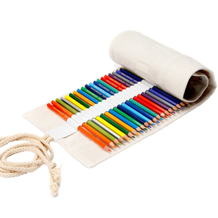 帆布笔帘卷笔袋大容量简约男女学生素描彩铅美术绘画专用折叠笔袋