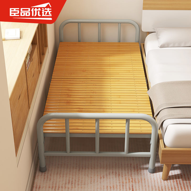 竹床折叠床午休单人床1米成人简易家用实木硬板午睡出租房1米小床