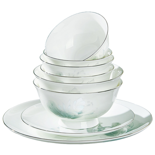 骨瓷碗银边品质餐具45%骨粉碗碟盘子家用2026年新款家用饭碗单品