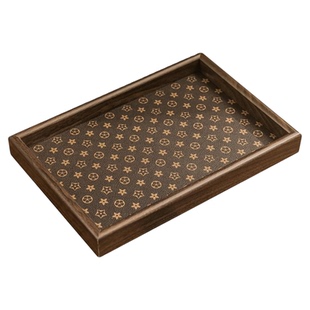 高档复古茶盘胡桃木首饰长方形轻奢木质收纳酒杯茶水文玩茶盘托盘