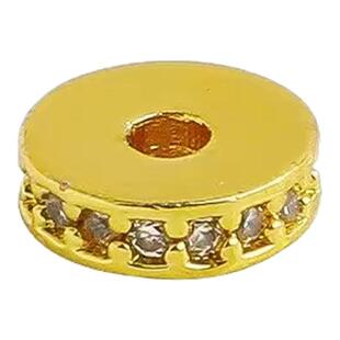 18K包金保色锆石直切隔片车轮平片手链垫片串珠材料diy饰品配件