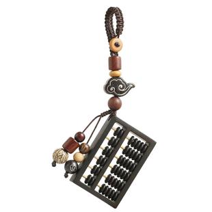 檀木小算盘刻字汽车钥匙扣挂件创意手工男女情侣复古网红挂饰