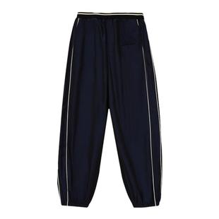 URLAZH有兰秋季新款藏青色高腰潮感拼接休闲束脚裤女时尚运动裤
