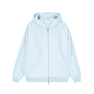 TIRED美式复古哈苏线开衫卫衣2026春季情侣宽松连帽上衣休闲外套