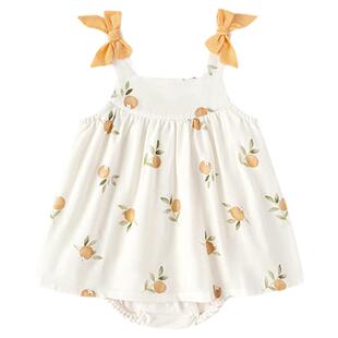 babylove女宝宝包屁衣夏季包屁裙婴儿吊带裙子三角哈衣橘黄满醉