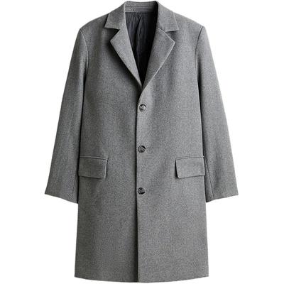 HM男装大衣冬季简约舒适保暖气质羊毛混纺大衣1235673