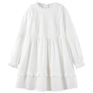 【浪漫伊甸园】立体绣花镂空森系茉莉花连衣裙中大童气质长裙