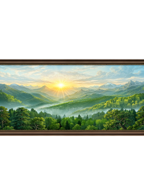 旭日东升青山绿水客厅挂画