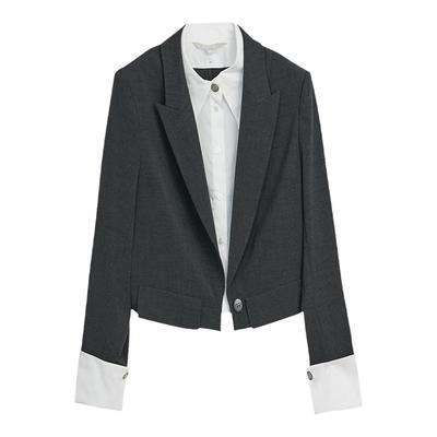 墨蒂珂截短假两件衬衫领外套