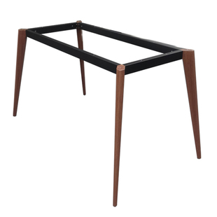 铁艺仿木纹胡桃木色餐桌腿玻璃岩板工作台支架办公桌会议桌架桌脚