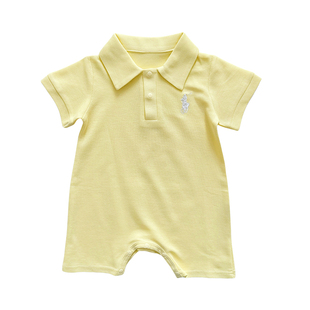 婴儿连体衣夏季薄款短袖套装小月龄外出服幼儿衣服洋气男宝宝夏装