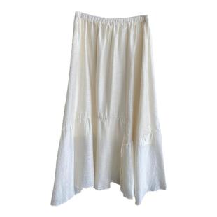 AMR UU◆重磅醋酸天丝亚麻 飘逸质感小白裙高腰A字半身裙女夏新款